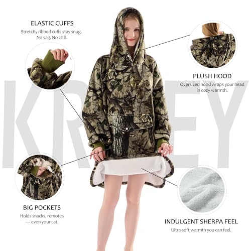 Krifey Wearable Blanket Hoodie, Oversized Sherpa Fleece Sweatshirt with Giant Pocket, Birthday Gifts for Women, Mom, Sister - Image 4