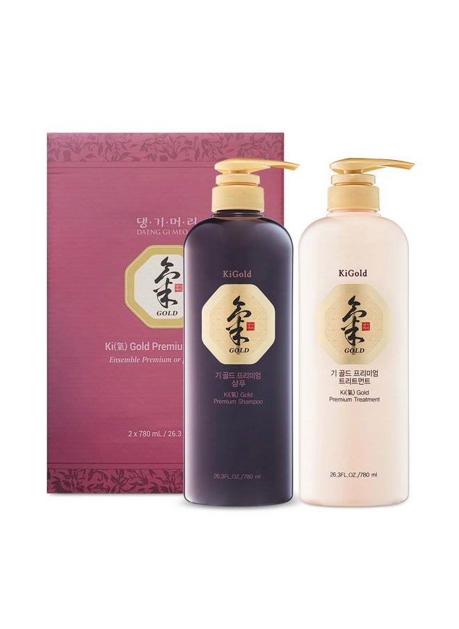 DAENG GI MEO RI Ki Gold Premium Shampoo And Treatment Set Promotes Healthy Hair Growth Scalp Stimulant Prevents Hair Loss 26.3 Fl Oz Each  - Image 1