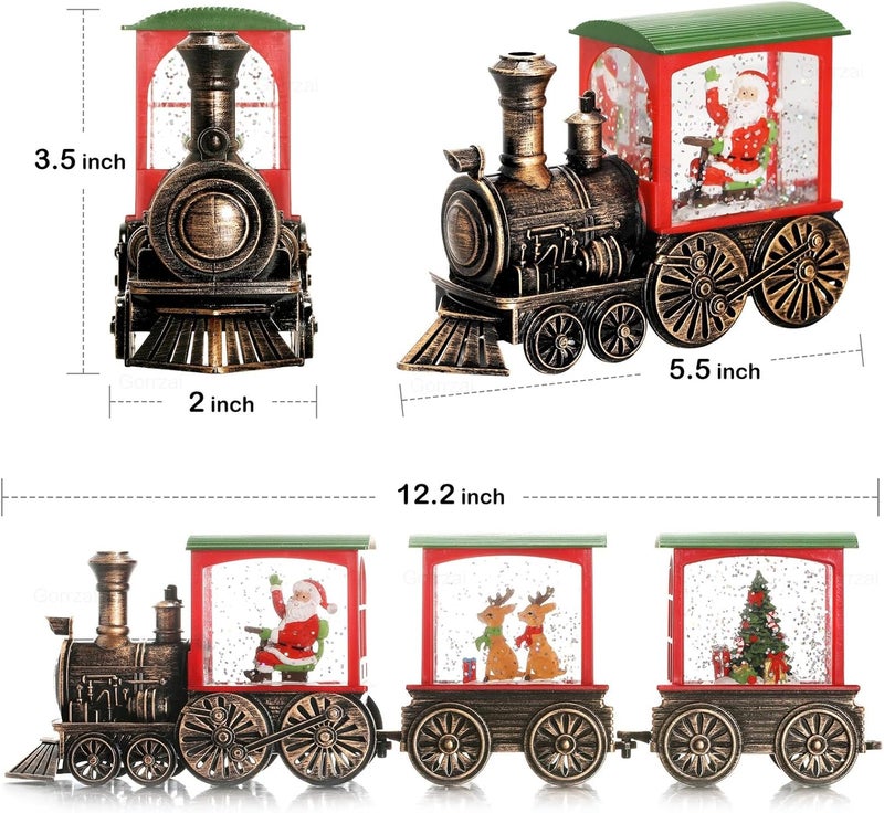 Gorrzai Train Snow Globe Christmas Snow Globe Lantern with Auto 6H Timer and Manual Glitter, Lighted Christmas Decorations Indoor with Santa Claus Reindeer Tree for Home Tabletop, Battery Operated - Image 5