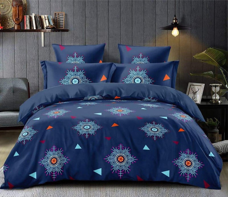 Kuber Industries Rangoli Print Microfibre Reversible Comforter, Double, 150 GSM(Blue)-KUBMART011388 - Image 1