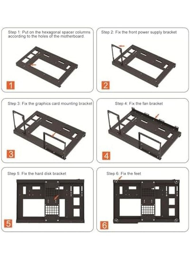 Steel ATX M ATX ITX Open Frame PC Case with Handle Supports 360mm Cooler - Image 4