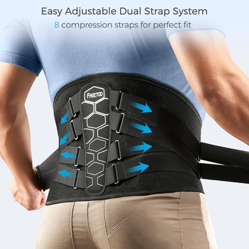 FREETOO Back Brace for Lower Back Pain Relief with Pulley System,Lumbar Support Belt for Men & Women with Lumbar Pad, Ergonomic Design and Soft Breathable 3D Knit Material,for Herniated Disc,Sciatica - Image 4