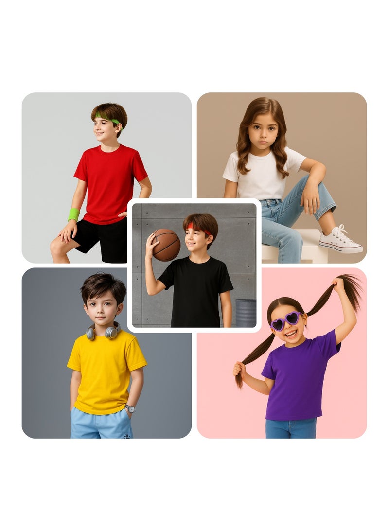 برينت شوب فور مي مجموعة تي شيرت للأولاد الصغار مكونة من 5 قطع - تي شيرت قطني بأكمام قصيرة - رقبة دائرية - تي شيرت سادة للأولاد والبنات للجنسين - Image 2