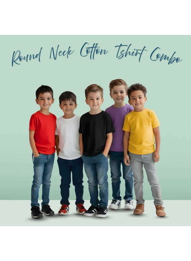 برينت شوب فور مي مجموعة من 5 تيشرتات للأولاد - تيشرتات قطنية ناعمة برقبة دائرية وأكمام قصيرة للارتداء اليومي - مقاس مريح للمدرسة والاستخدام اليومي واللعب في الهواء الطلق ورحلات نهاية الأسبوع والسفر - Image 4
