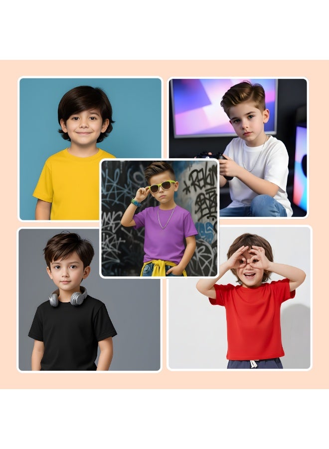 برينت شوب فور مي مجموعة من 5 تيشرتات للأولاد - تيشرتات قطنية ناعمة برقبة دائرية وأكمام قصيرة للارتداء اليومي - مقاس مريح للمدرسة والاستخدام اليومي واللعب في الهواء الطلق ورحلات نهاية الأسبوع والسفر - Image 2