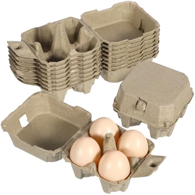 Garneck 10Pcs Egg Carton 1/3 Dozen Bulk Set: Egg Box 4 Count Reusable Stackable Tray for Kitchen Refrigerator Farm Market Storage Organize