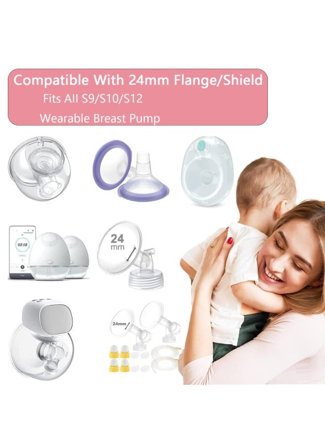 السيد باندا حشوات مضخة الثدي، 7 قطع طقم تحديد مقاس الثدي (13 ملم، 15 ملم، 17 ملم، 19 ملم، 21 ملم) مع مسطرة قياس الحلمة، حشوات سيليكون للرضاعة خالية من BPA متوافقة مع موم كوزي S12/S9 وسبيكترا، محول مقاس مضخة الثدي لتصغير قمع 24 ملم، ملحقات شفاط الحليب الأساسية للأمهات (شفاف) - Image 4