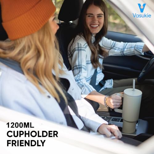 Vasukie 1200 ML Stainless Steel Tumbler with Handle and Lid,2 Straw | 100% Leakproof Travel Mug Water Cup for Gym, Office & Outdoor Use (White) - Image 3