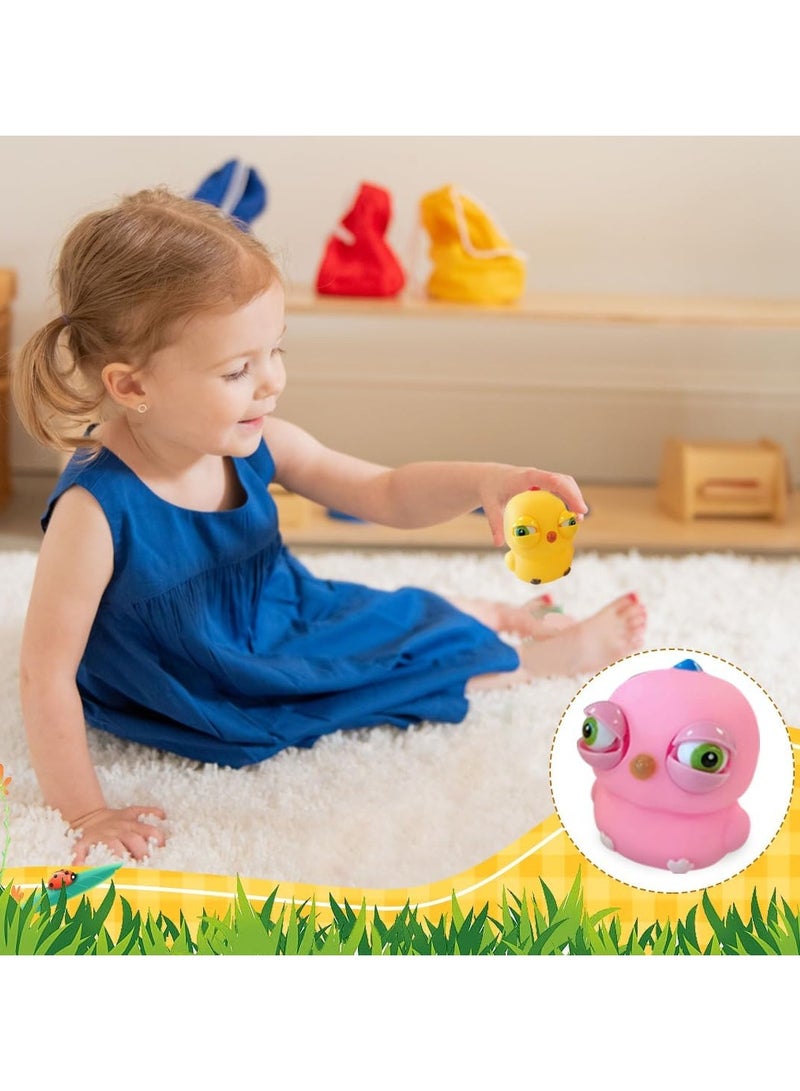 2 PCS Chicken Squeeze Toys, Funny Stress Relief Squishy Toys, With Pop out Eyes, Funny Stretch Animal Splat Toys, Squeeze Stress Relief Toys for Adults, For Kids and Adults(Pink/Yellow) - Image 4