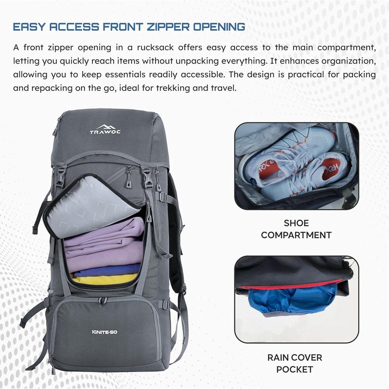 TRAWOC IGNITE 50L Travel Backpack - Image 5