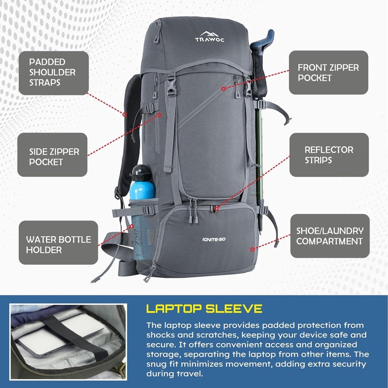 TRAWOC IGNITE 50L Travel Backpack - Image 4
