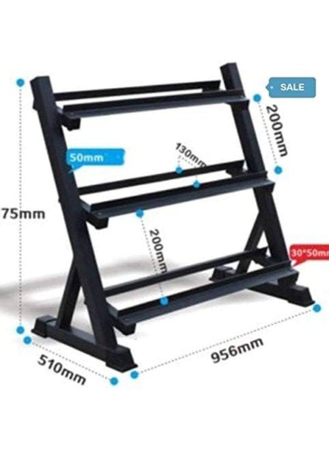 1441 فيتنس رف دمبل من 1441 فيتنس بروسبورتس 3 طوابق لتخزين 8 أزواج – حامل أثقال قوي ومتعدد المستويات – منظم دمبل مدمج للمنزل والنادي الرياضي – إطار فولاذي متين يتحمل حتى 500 كجم – تصميم موفر للمساحة ومناسب لجميع أنواع الدمبل - Image 3