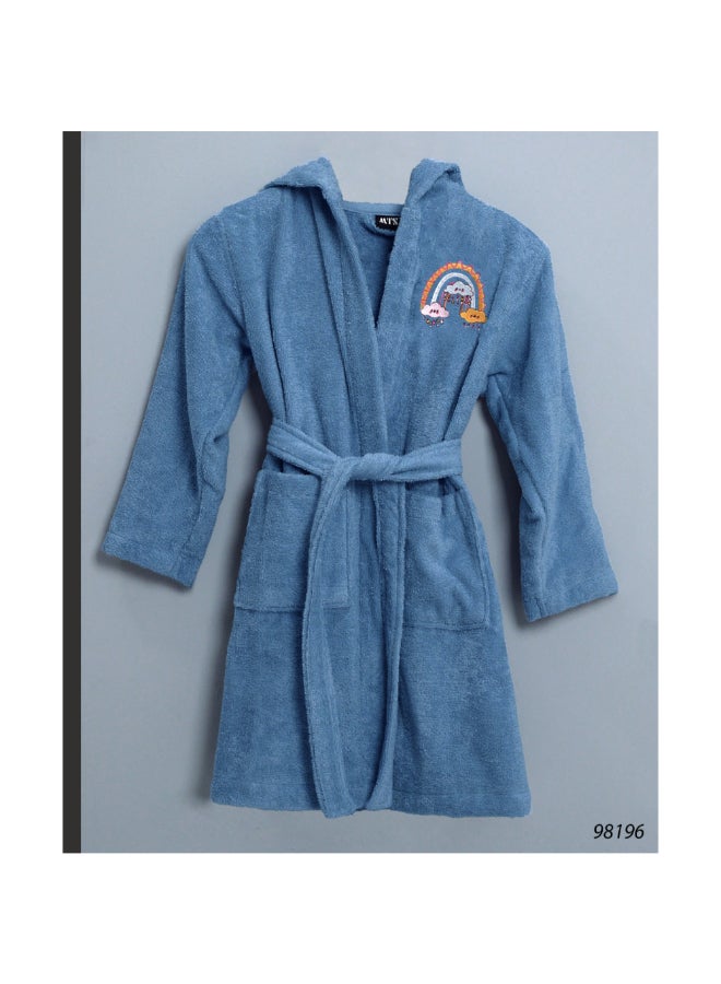 MTS Front Pocket Detail Cotton Kids Bathrobe Blue 10 x 24 x 31 cm 113-24BLU