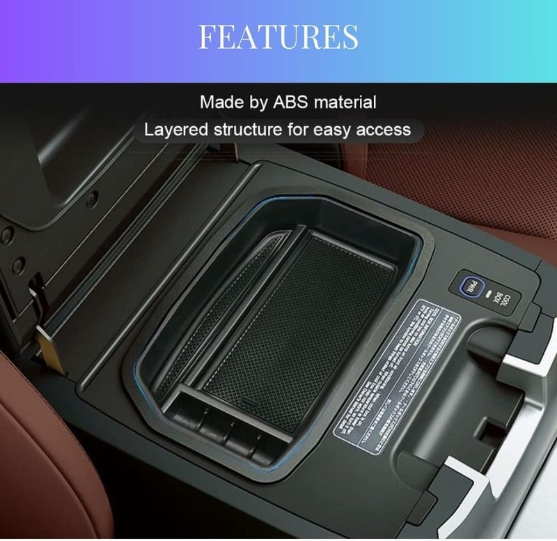 TRX AUTO Center Armrest Console Organizer for Toyota Land Cruiser 2008-2020 | Storage Tray for Car Interior - Image 3