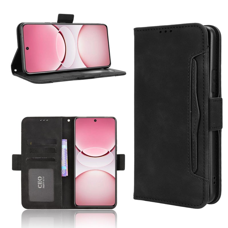 HuHa Case Cover For vivo T4 5G / iQOO Z10 5G Global Skin Feel Calf Texture Card Slots Leather Phone Case(Black) - Image 1