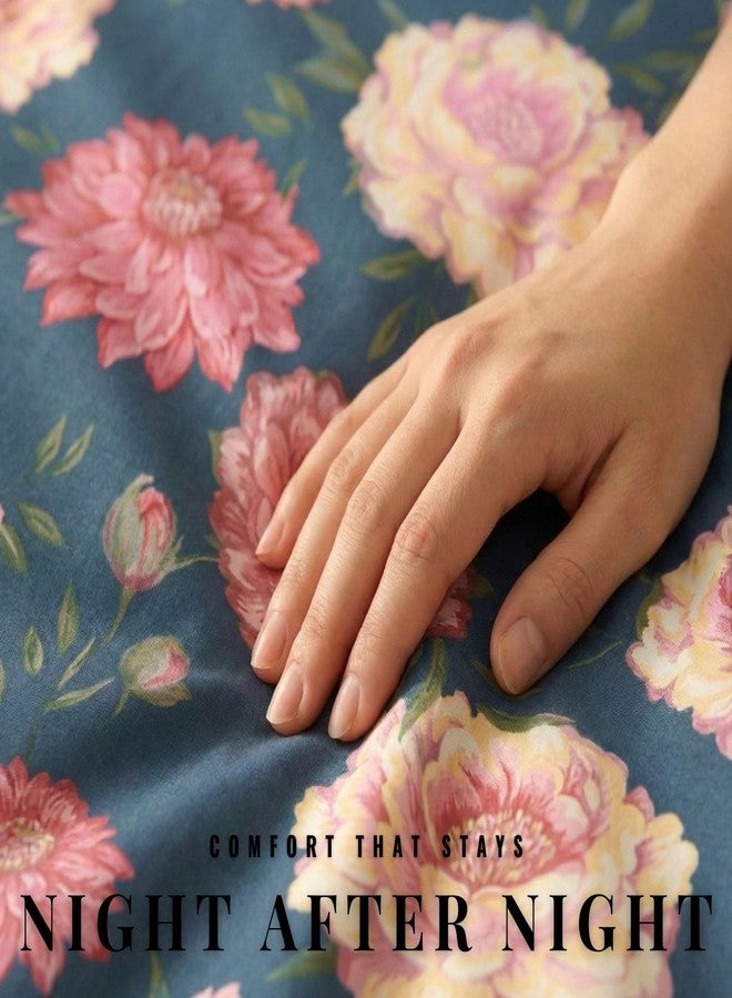 VAS COLLECTIONS Cloud Cotton Double Bedsheet 180 TC | Soft & Breathable Cotton Bedding Set with 2 Pillow Covers | Elegant Floral Printed Bed Sheet for Bedroom & Home | 90 x 90 Inches (Midnight Bloom) - Image 2