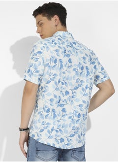 Campus Sutra Men's Artistic Foliage Print Button Up Shirt  - Image 4