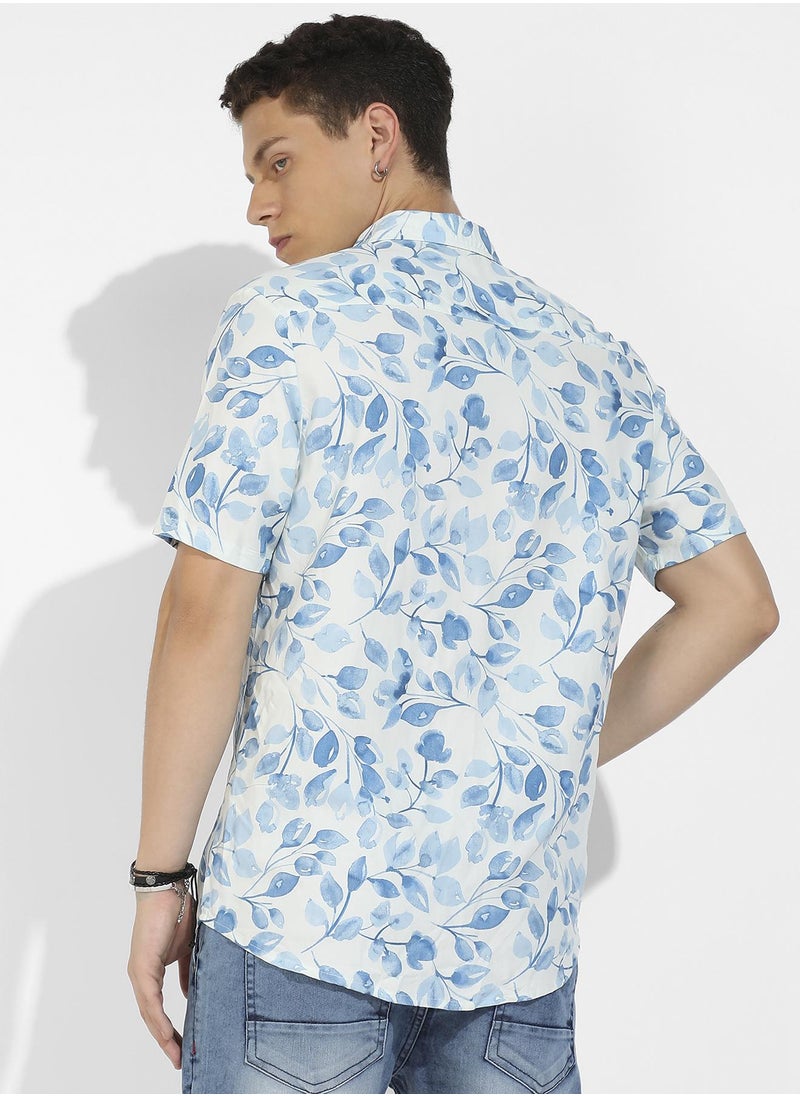 Campus Sutra - Men's Artistic Foliage Print Button Up Shirt - Image 1