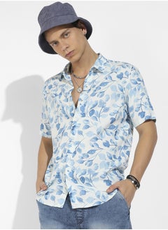 Campus Sutra Men's Artistic Foliage Print Button Up Shirt  - Image 1