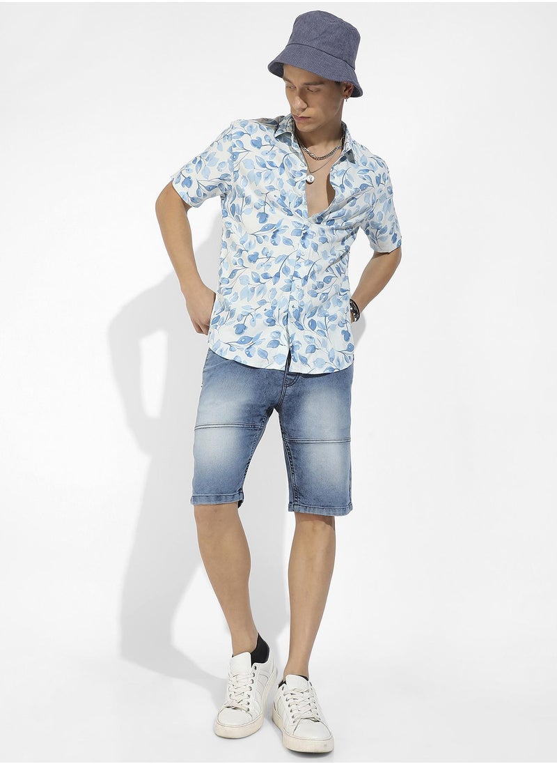 Campus Sutra - Men's Artistic Foliage Print Button Up Shirt - Image 1