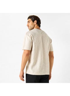 Iconic Iconic Textured Crew Neck T-shirt with Short Sleeves  - Image 3