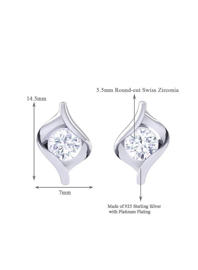 CLARA أقراط ميا سوليتير مصنوعة من زيركونيا سويسرية فضة استرلينية 925 مطلية بالبلاتين | هدية للنساء والفتيات - Image 3
