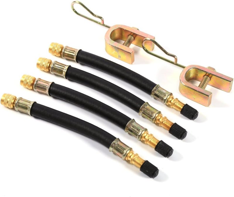 4x Tyre Valve Extension with Clamps for Trucks and Buses - Image 1