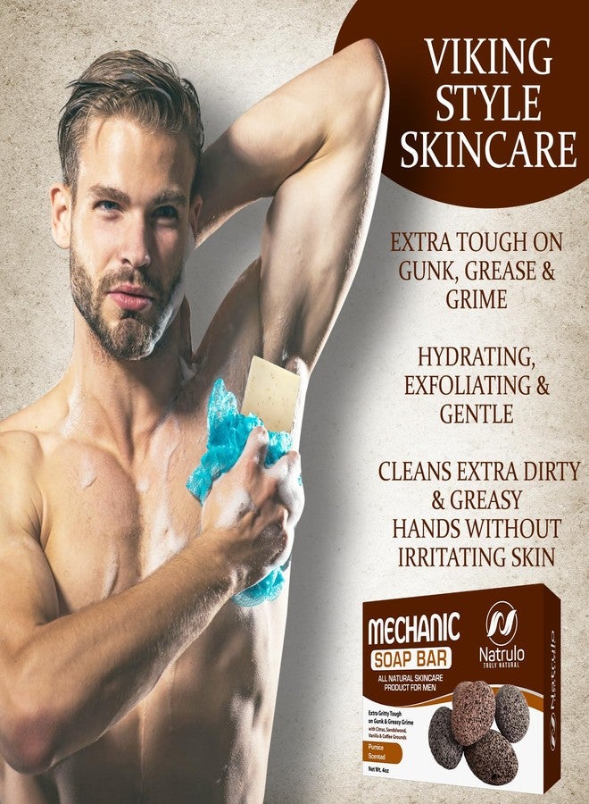 Natrulo Men’s Natural Mechanic Soap for Hands & Body, 4oz Scented Pumice Soap Bar for Him – Extra Gritty Tough on Gunk & Greasy Grime – Quality Soap Handcrafted in the USA - Image 2