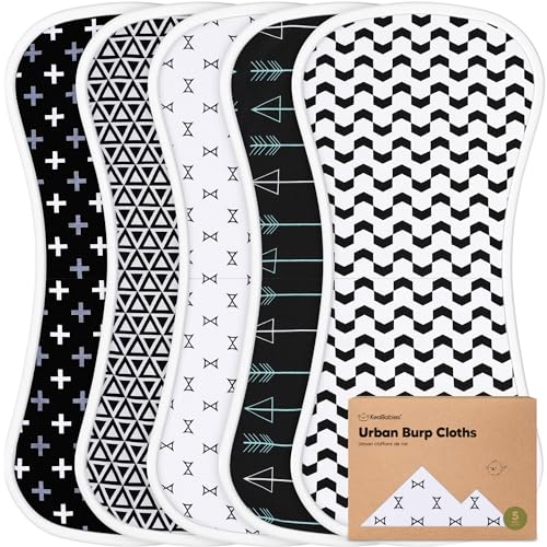 KeaBabies Organic Burp Cloths Baby Boy Girl 5Pack Super Absorbent Cotton Burping Cloths for Babies Soft Plush Newborn Spit Up Rags Infant Towels for Milk Spit Up Unisex Large 21 x 10 MONOS