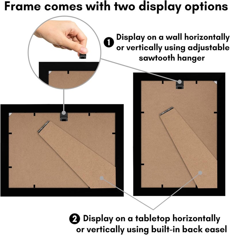 Americanflat 7x10 Picture Frame with Shatter-Resistant Glass - Gallery Style Frame with Engineered Wood - Signature Collection - Photo Frame for Tabletop and Wall Display - Black - Image 5