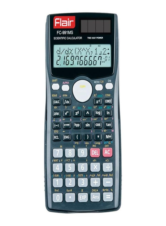 Flair FC-991 MS Scientific Calculator | 401 Functions with 40 Scientific Calculations | Two Line Display | Matrix & Vector Calculations | Two Way Power | 10 + 2 Digits Calculator | Black, Pack of 1 - Image 1