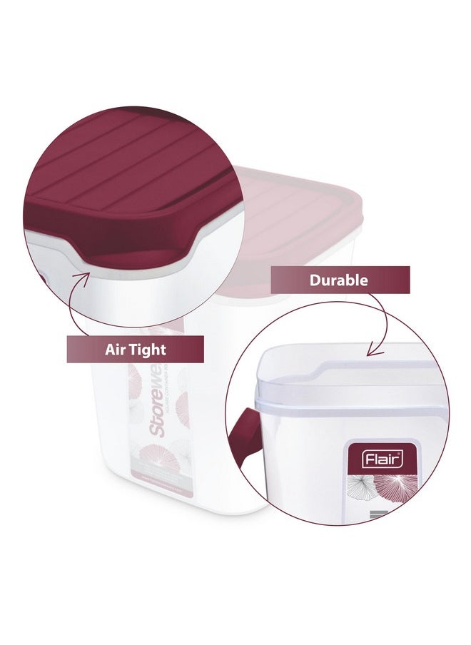 Flair - FLAIR Storewell Square Food Storage Containers Set of 3 (6L, 8L, 12L)- Maroon, Air Tight Containers for Kitchen Storage Ideal kitchen box for Rice, Atta and Grains, BPA-Free, Food Grade - Image 1