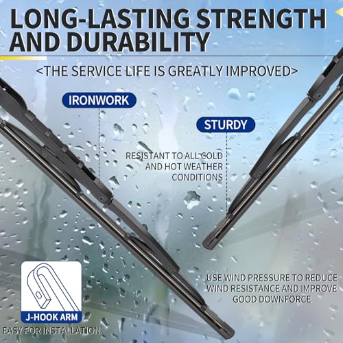 JINGOU 22''+17'' Wiper Blades, Compatible with 2016-2020 Toyota Yaris Premium All-Season Windshield Wiper Blades-Driver and Passenger Side,Automotive Replacement Windshield Wiper Blade (Pack Of 2) - Image 2