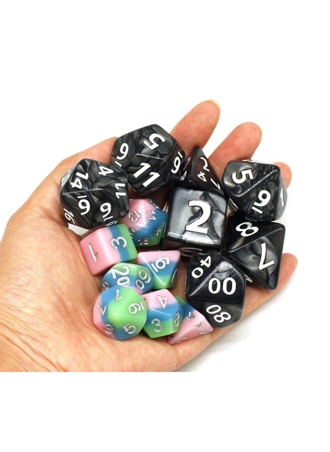 HD - Dice DND Dice Set 25mm RPG Dice for Dungeons and Dragons DD Pathfinder MTG Role Playing Dice Giant Black Polyhedral Dice with Dice Bag - Image 1