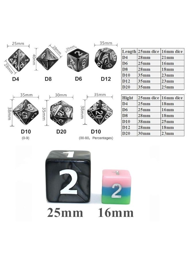 HD - Dice DND Dice Set 25mm RPG Dice for Dungeons and Dragons DD Pathfinder MTG Role Playing Dice Giant Black Polyhedral Dice with Dice Bag - Image 1