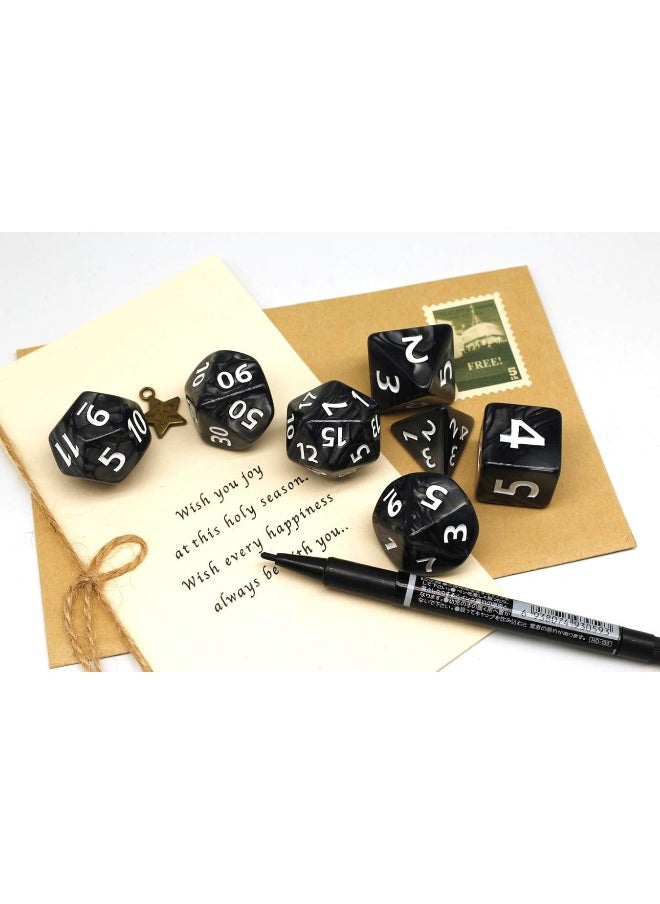 HD - Dice DND Dice Set 25mm RPG Dice for Dungeons and Dragons DD Pathfinder MTG Role Playing Dice Giant Black Polyhedral Dice with Dice Bag - Image 1