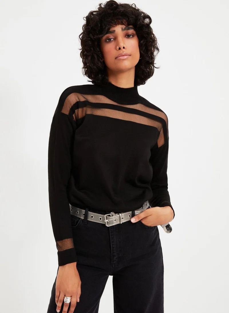 trendyol Mesh Insert Sweater
