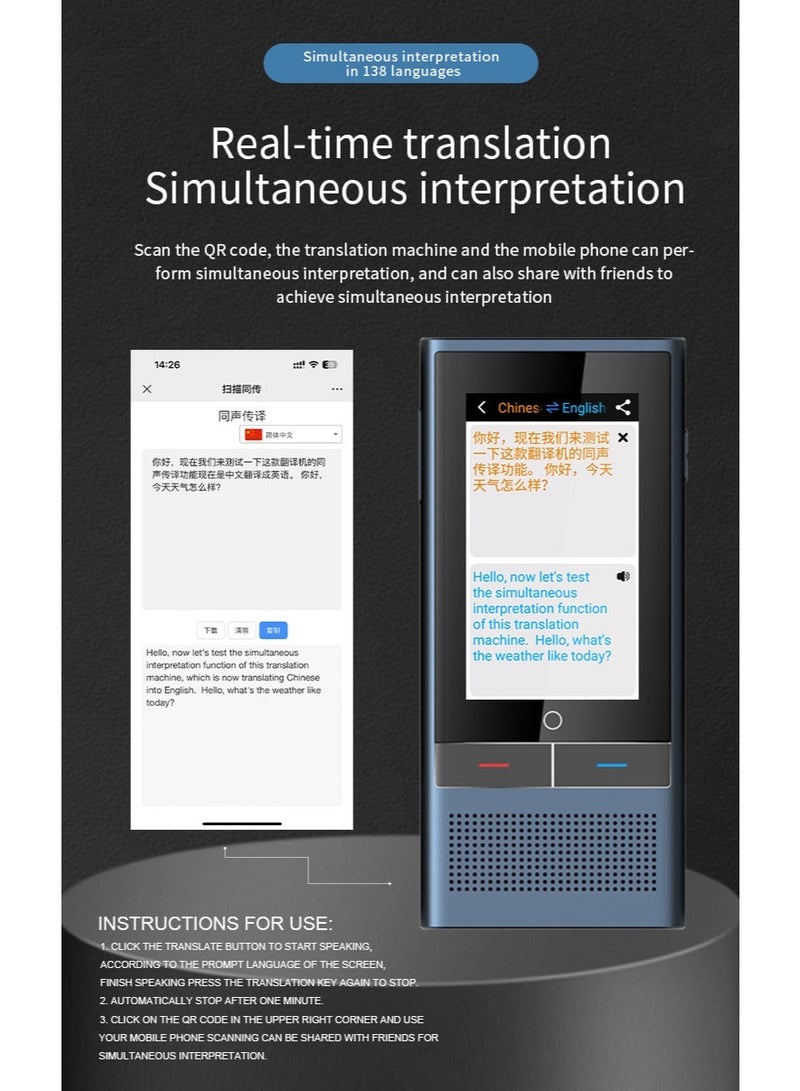 Smart Voice Translator Device with 142 Languages, HD Touch Screen, Photo Translation & Noise Reduction - Image 5