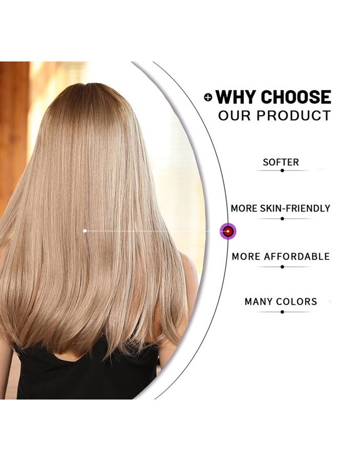 Esmee 24Inch Charming Wig Light Blonde Long Wigs for Women Middle Parting Natural Straight Heat Resistant Synthetic Wigs for White Women with Bangs - Image 3