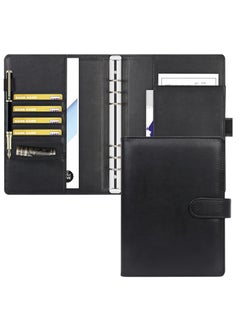 Leather A5 Binder, 6 Round Ring Binder Planner Notebook Cover for A5 Filler Paper (Black Inner Paper Not Included)