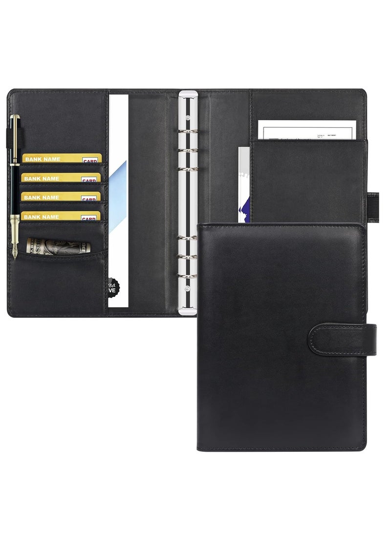 Bukela Leather A5 Binder, 6 Round Ring Binder Planner Notebook Cover for A5 Filler Paper (Black Inner Paper Not Included)  - Image 1