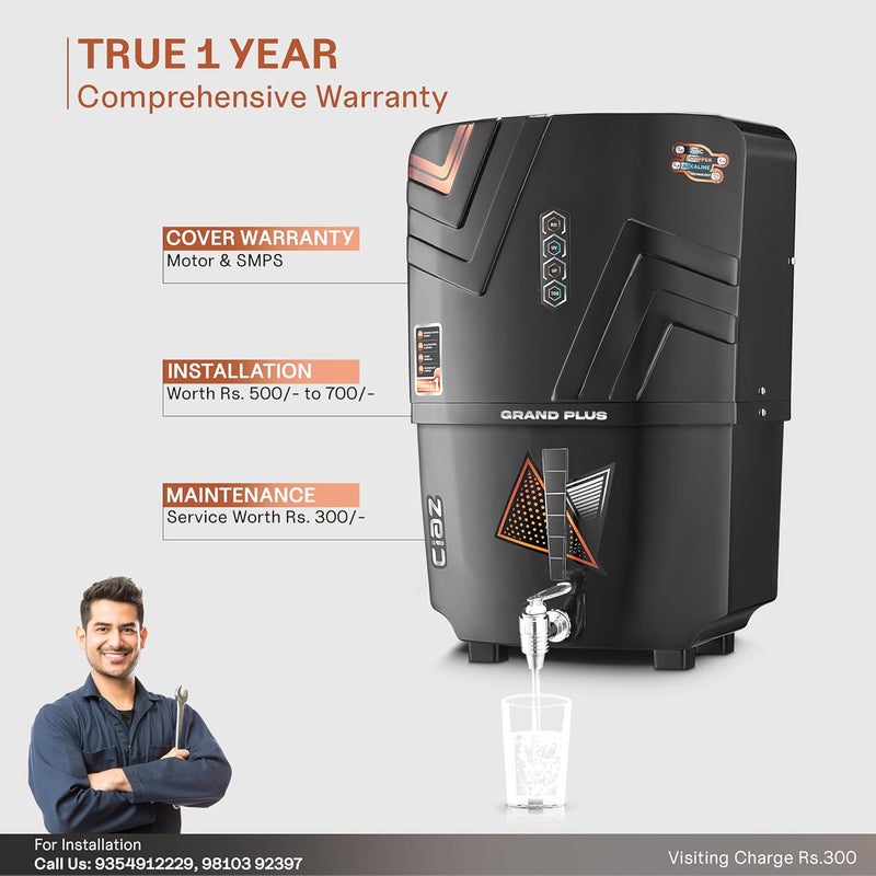GRAND PLUS 12 L Water Purifier With RO UV UF TDS ALK Copper 7 Layer Protection For Home Fully Automatic Made in India 1 Year Warranty - Image 5