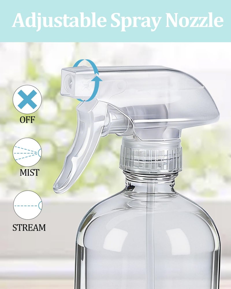 TERESRY 2 Pack 360Â° Glass Spray Bottles with Silicone Sleeve, 16 oz Empty Refillable Containers with Adjustable Spray Nozzles, Spray Bottles for Hair, Cleaning Solutions and Plants White - Image 3
