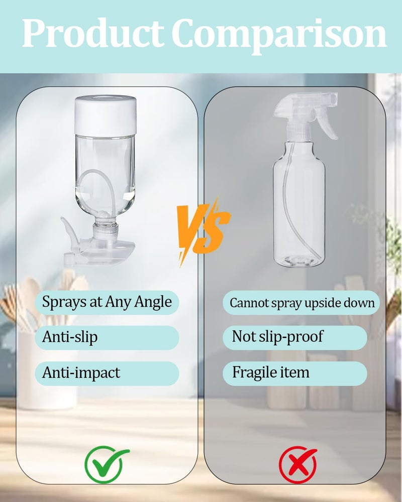 TERESRY 2 Pack 360Â° Glass Spray Bottles with Silicone Sleeve, 16 oz Empty Refillable Containers with Adjustable Spray Nozzles, Spray Bottles for Hair, Cleaning Solutions and Plants White - Image 4