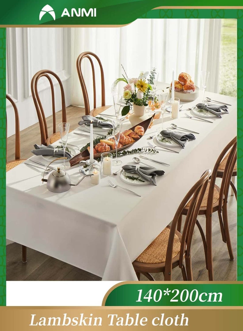 Anmi Lambskin Tablecloth, 140*200CM Waterproof Table Cloth, Wrinkle Resistant Tablecloths Water and Oil Resistant Desk Cover for Dining Room - Image 1