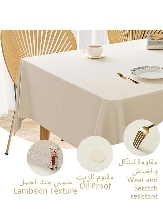 Anmi Lambskin Tablecloth, 140*200CM Waterproof Table Cloth, Wrinkle Resistant Tablecloths Water and Oil Resistant Desk Cover for Dining Room - Image 2