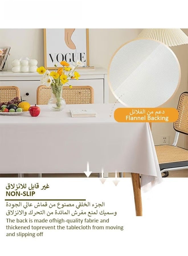 Anmi Lambskin Tablecloth, 140*200CM Waterproof Table Cloth, Wrinkle Resistant Tablecloths Water and Oil Resistant Desk Cover for Dining Room - Image 3