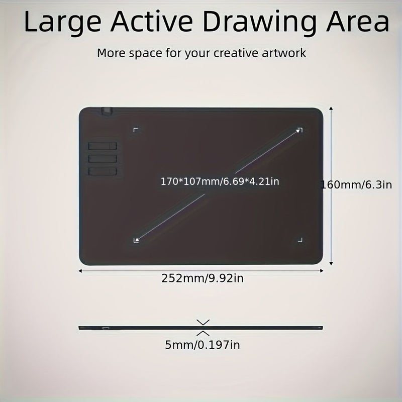 Drawing Digital Tablet With Stylus Black For Computers PC Mobile Laptops Supports Android Mac Windows - Image 4