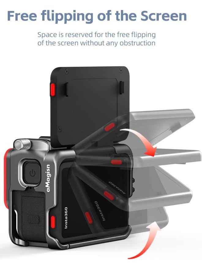 Metal Frame Iron Case with Silicone Lens Cover Insta360 ACE PRO Camera Screen Protector, Camera Accessory Kit, Tempered Glass Cover
