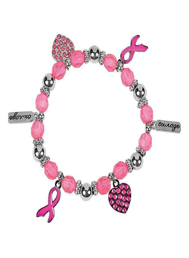 Fun Express - Pink Ribbon Charm Bracelet - Jewelry - Bracelets - Bead Bracelets - 12 Pieces - Image 2